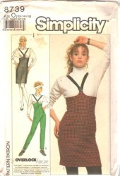 8739 SIMPLICITY 1988 EMPIRE SUSPENDER SKIRT, PANEL PANTS PATTERN 6-10